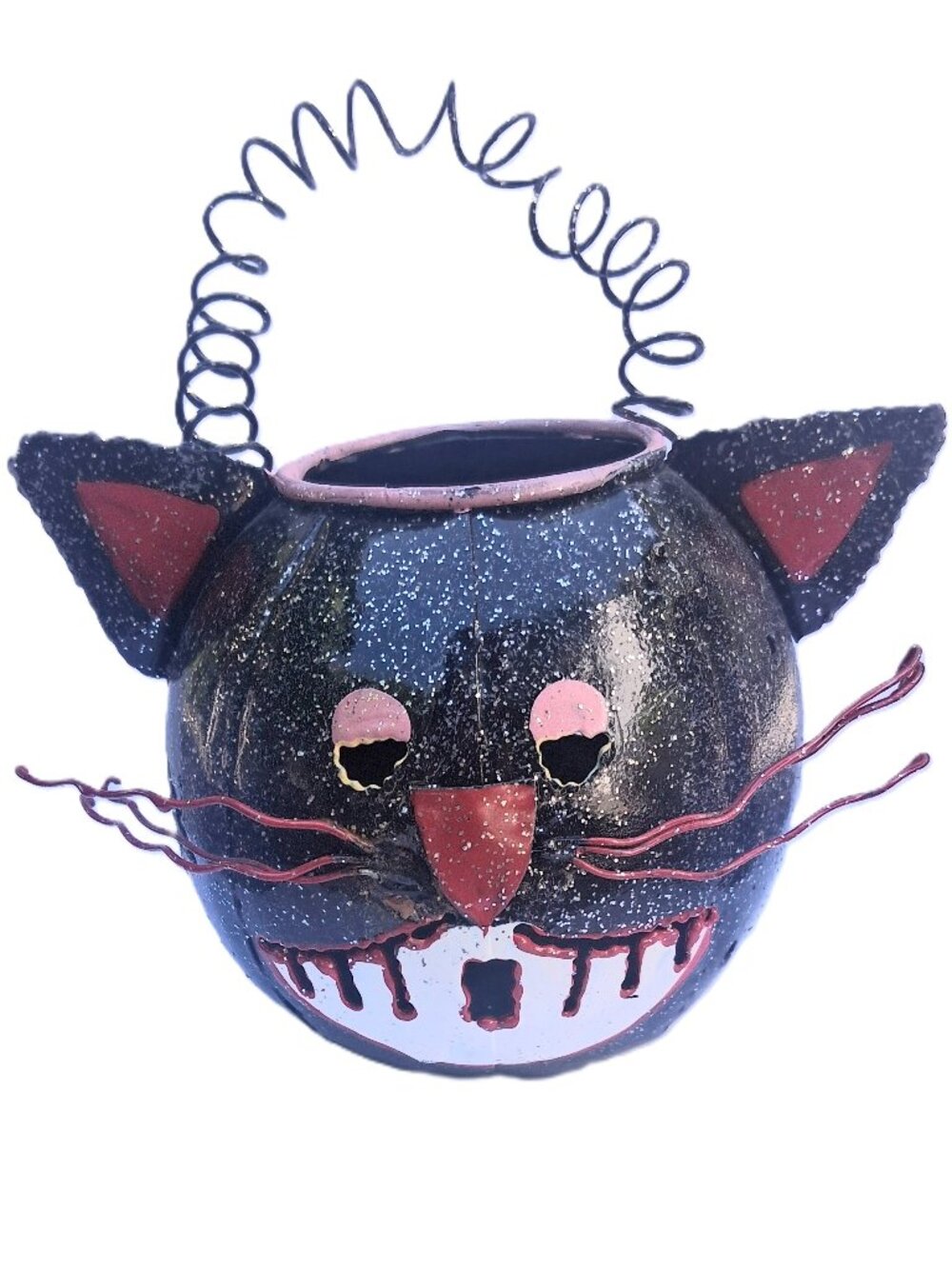 Vintage Style Metal Black Cat Halloween Votive Candle Holder